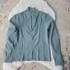 Light Blue Zip-Up Cardigan